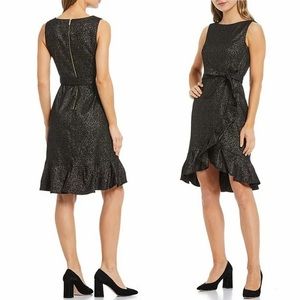 Calvin Klein Black and Gold Ruffle Dress - Size 8 NEVER WORN